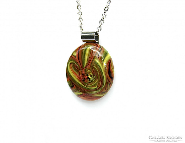 Wavy colors 18 glass pendants with stainless steel chain