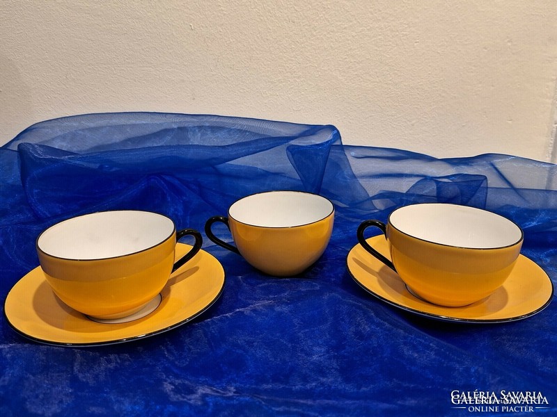 Art deco Német porcelán,teás-kávés csésze 3db,2db csészealj