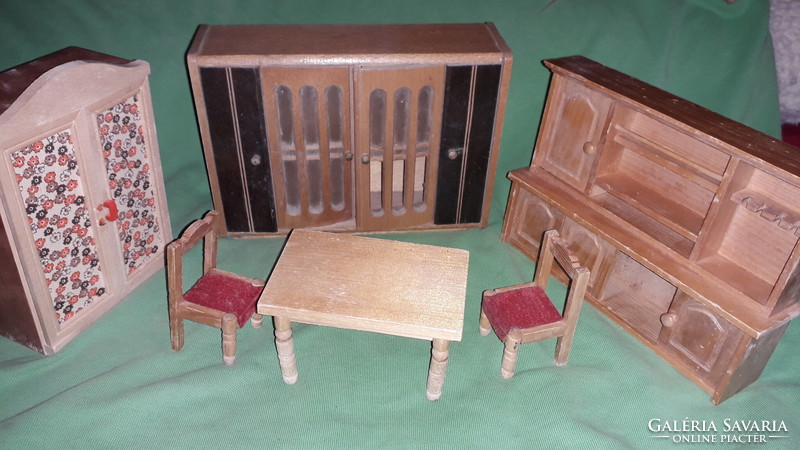 Today, antique West German wooden toy doll furniture for 12-14 cm dolls, all in one, according to the pictures
