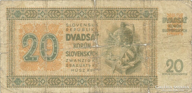 20 Koruna 1942 Slovakia 1.