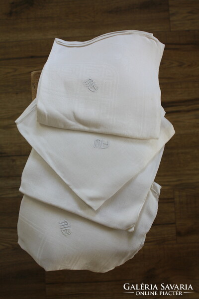 White monogrammed damask napkins set of 4 - beautiful, flawless