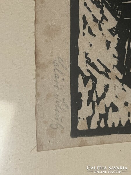Linoleum engraving, graphic, early 1900s, unknown Austrian artist
