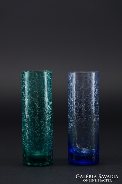 Repesztett fátyolüveg pohár 2db, és egy váza