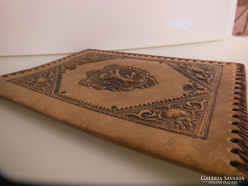 Leather - Italian - embossed - book cover - old - - pattern on both sides - 27 x 20 cm cm