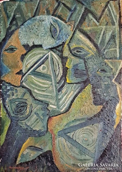 Román festő : Maxy ,arcok alakok.Olaj,karton . Mérete: 21x30 cm.Keret nélkül.