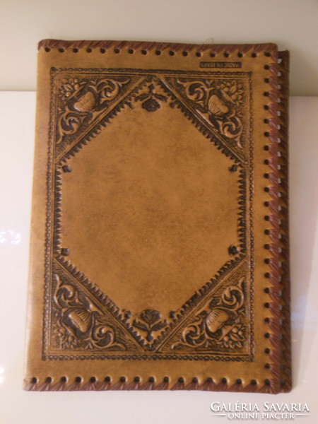 Leather - Italian - embossed - book cover - old - - pattern on both sides - 27 x 20 cm cm