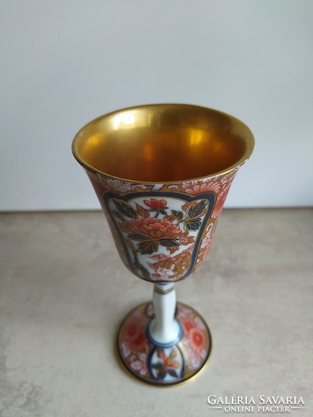 Arita Yaki japán gazdagon díszített porcelán talpas pohár