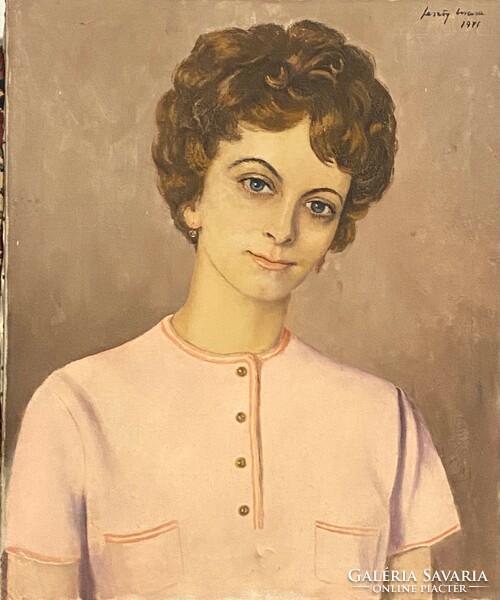 Masa Festy (1894-1979) female portrait marked retro oil canvas painting 50 x 60 cm
