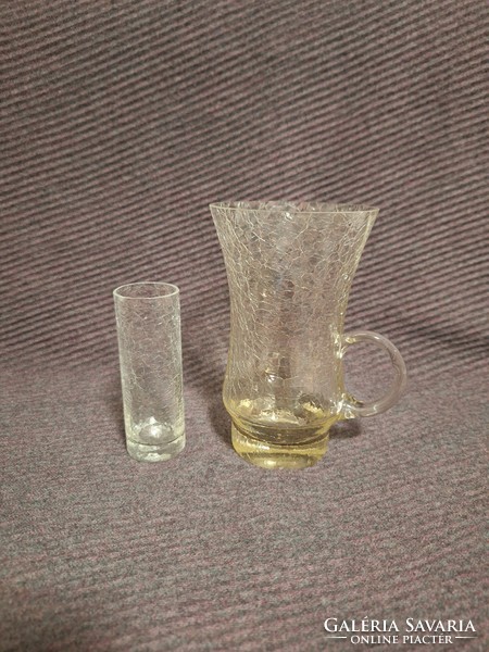 Cracked glass objects cup., Jug? Karcag- berekfürdő! The objects can also be purchased separately!