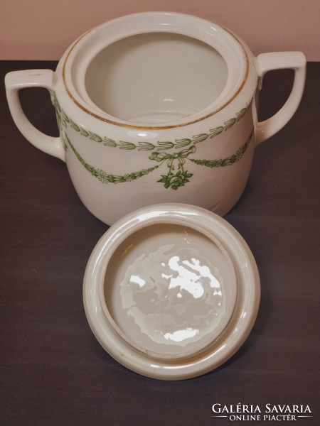 MZ Moritz Zdekauer osztrák porcelán teás szett, szalag-virág díszítéssel.