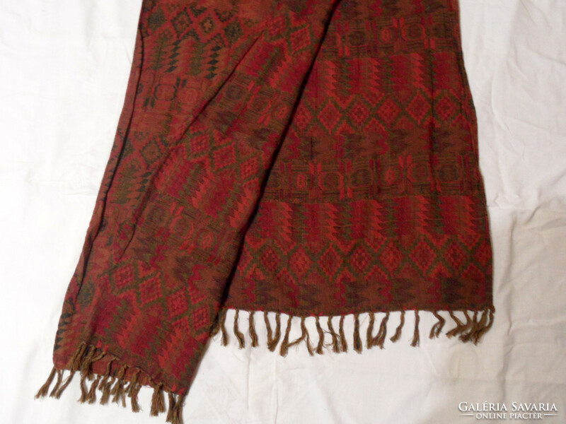 Burgundy fringed women's scarf, stole