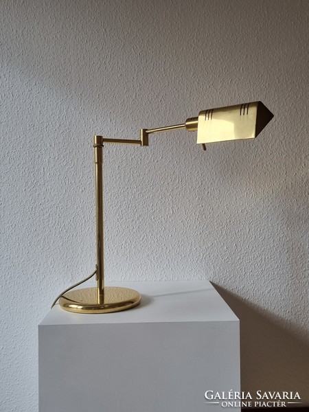 Vintage német (Holtkötter), nagyméretű réz asztali lámpa, állítási lehetőségekkel