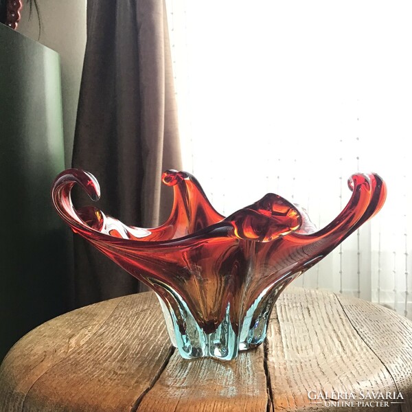 Old handmade Murano crystal glass bowl