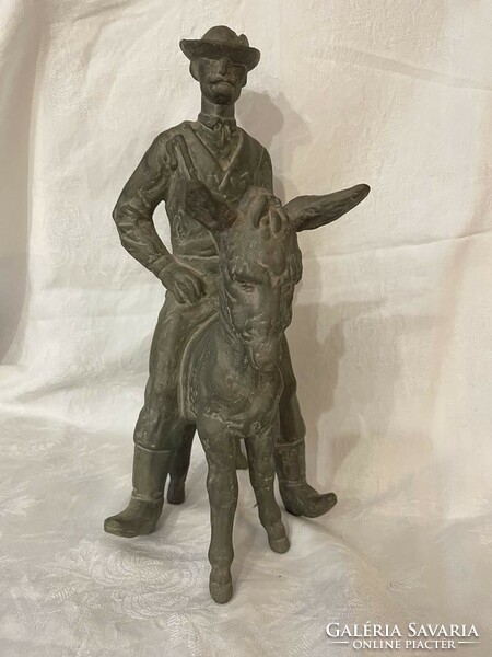 Terracotta statue - shepherd on donkey's back