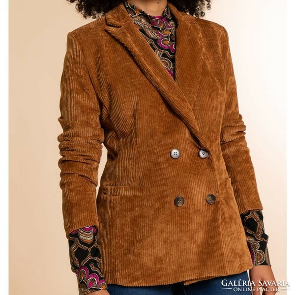 New M brown striped velvet coat, blazer, jacket