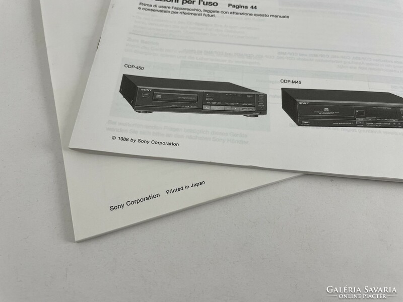 Sony cdp-250/450 cdp-m25/m45 cd player user manual 1988