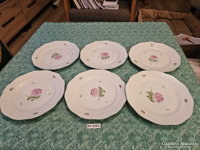 M0101 Herend tertia cake plate with aster pattern set of 6 20.5 cm