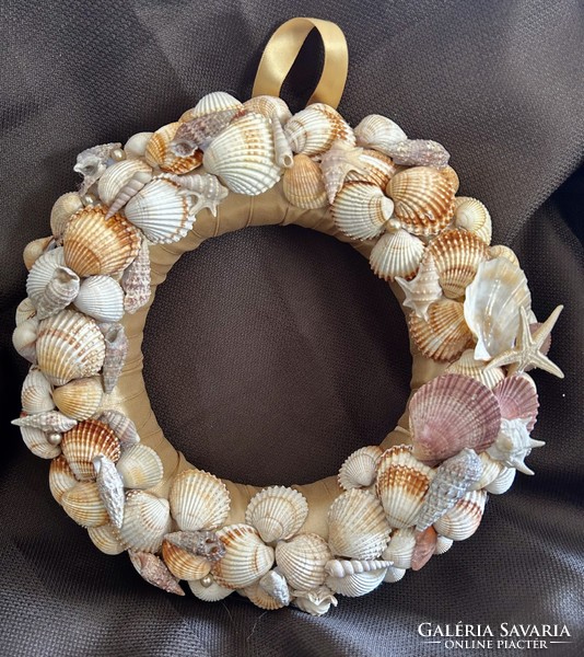 Vintage kagyló koszorú tengerparti hangulat dekoráció