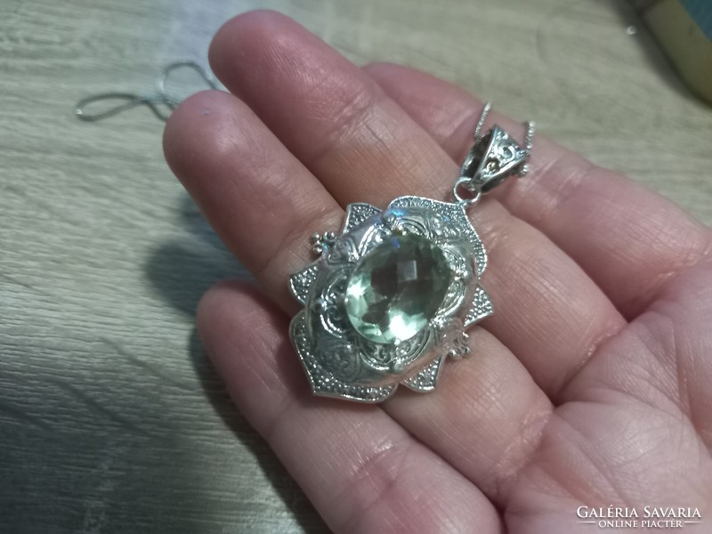 925 ös ezüstmedál 10ct afgán fluorit kővel eladó