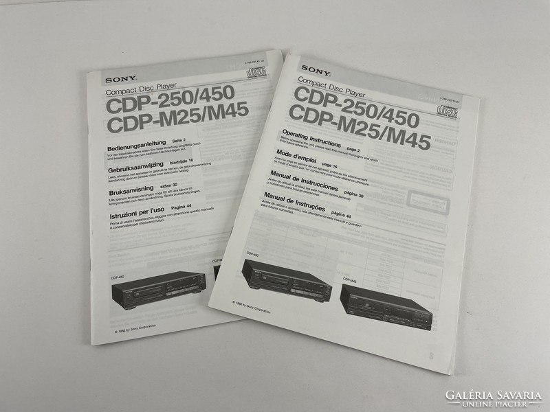 Sony cdp-250/450 cdp-m25/m45 cd player user manual 1988