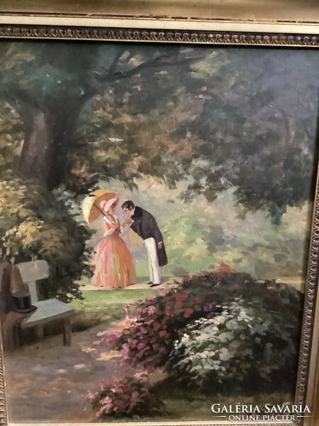 Courtship painting by Ilma Bernáth 1891-1961