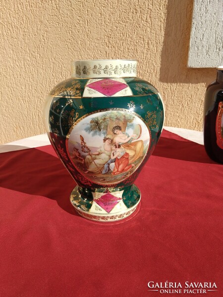 Large, antique, gold-brocade Altwien vase, 26 cm, flawless, now without minimum price,