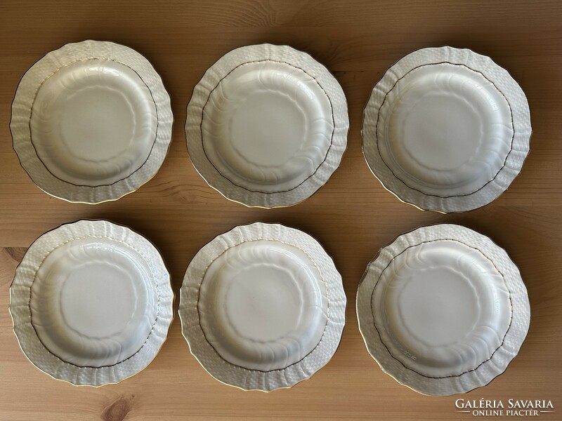 Herend white gold small plates 6 pcs., 15.5 cm