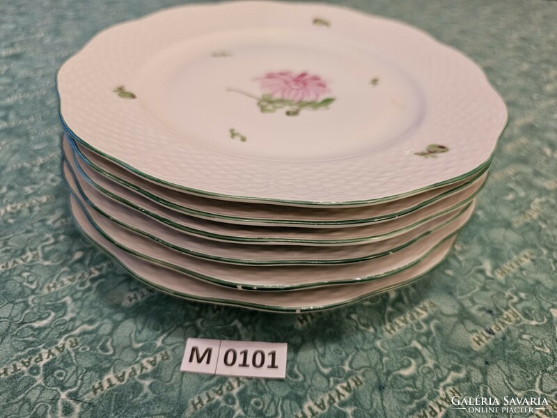 M0101 Herend tertia cake plate with aster pattern set of 6 20.5 cm