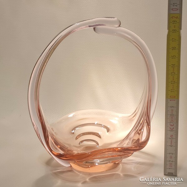 Cseh rózsaszín üvegkínáló, asztalközép (2936)