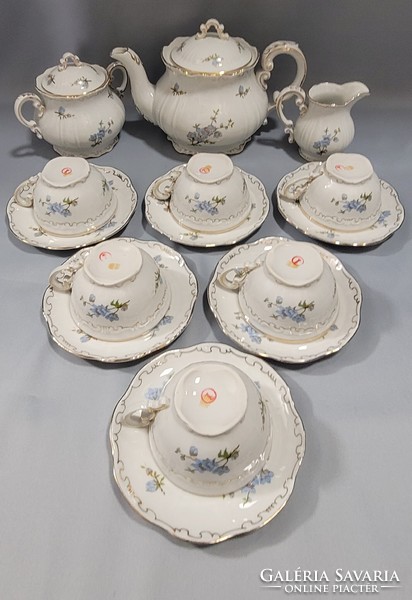 Zsolnay blue peach flower pattern porcelain tea set