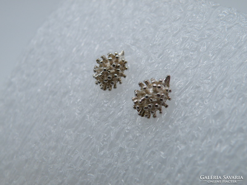 Uk0146 cute hedgehog shaped silver earrings with plug 925