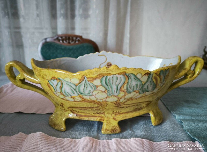 Asztalközép kínàló Porcelán jelzett Szecessziós stílusban viràg mintákkal, Kaspó virágtartó,
