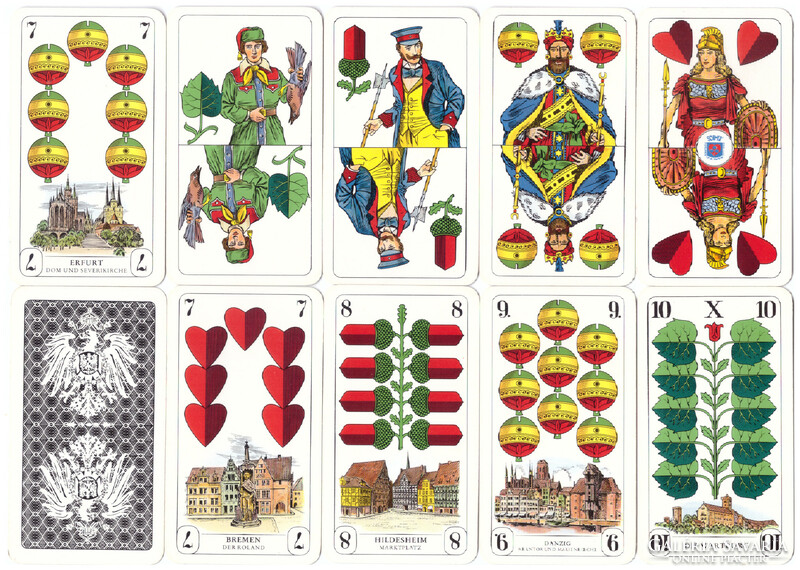 255. Német sorozatjelű skat kártya Porosz kártyakép F.X. Schmid München 32 lap 1980 körül