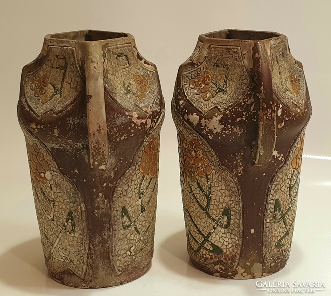 Pair of art nouveau majolica vases wilhelm schiller&sons