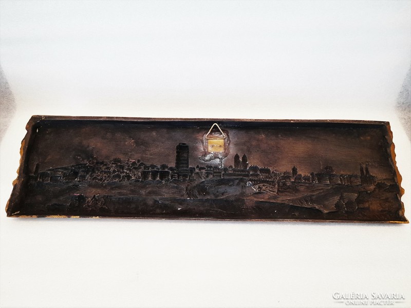 R. Kiss Lenke (1926-2000): Veszprém - öntött bronz fali dombormű / relief / plakett