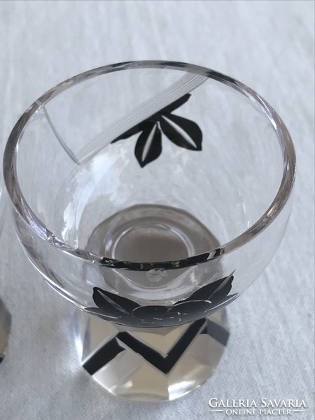 Karl palda liqueur glasses with black pattern, 6 cm high