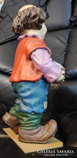 Retro, RITKA  keméyplasztik, hamonikás, bohóc figura - 34 cm
