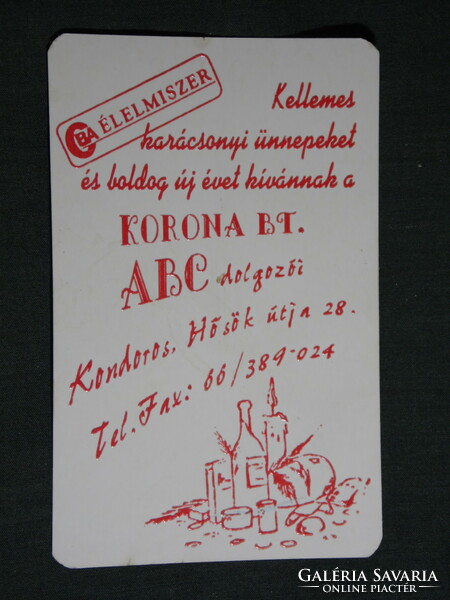 Card calendar, cba food, korona abc store, kondoros, 1998, (6)
