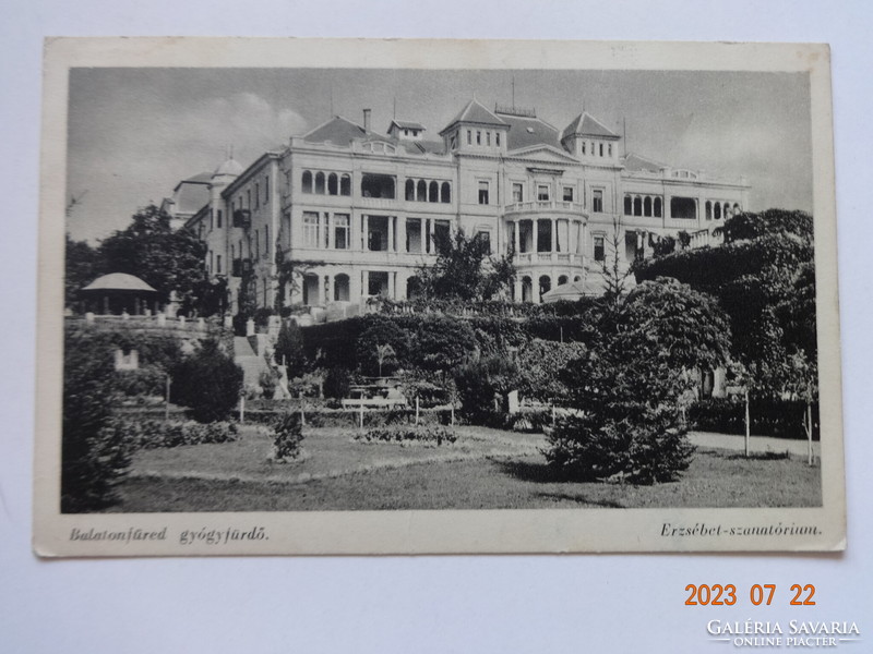 Old postcard: Balatonfüred spa, Erzsébet sanatorium (1942)