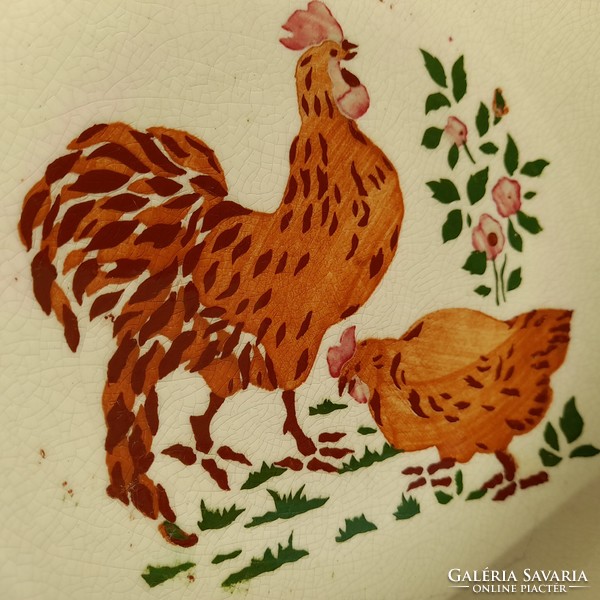 Antique decorative wall plate with rooster