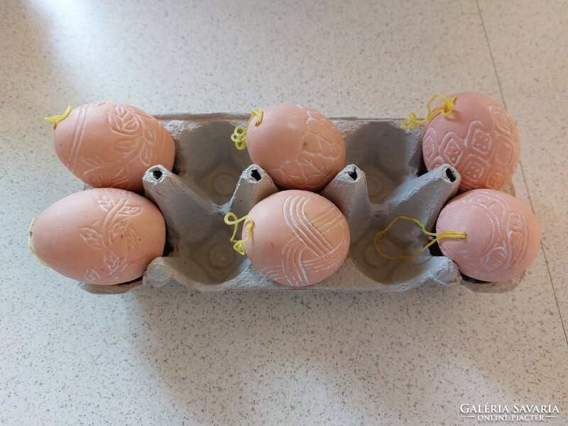 Húsvéti dekortojás akasztható kerámia tojás 6 db