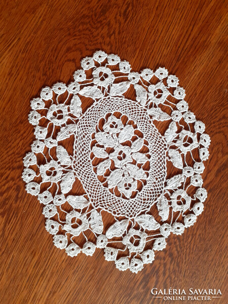 Special crocheted lace tablecloth. 27X22 cm