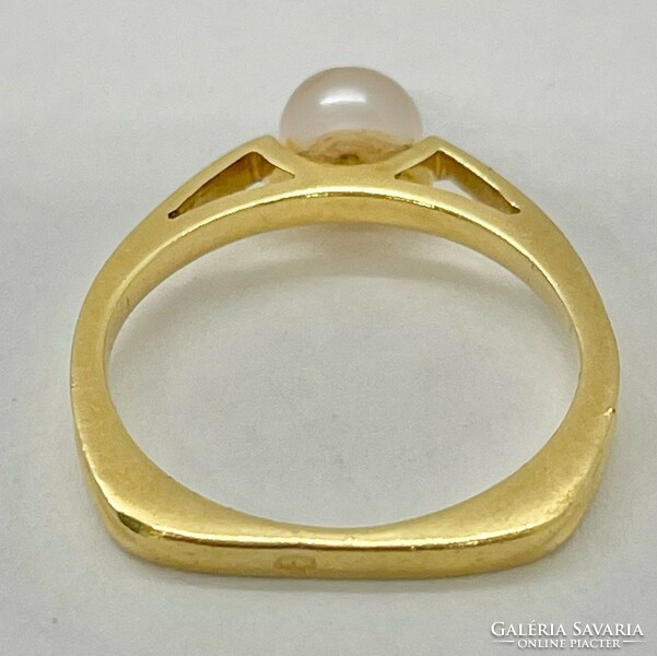 51 Es 18k gold 5mm edesvizi pearl ring