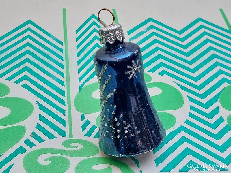 Retro glass Christmas tree decoration blue bell glass decoration old bell
