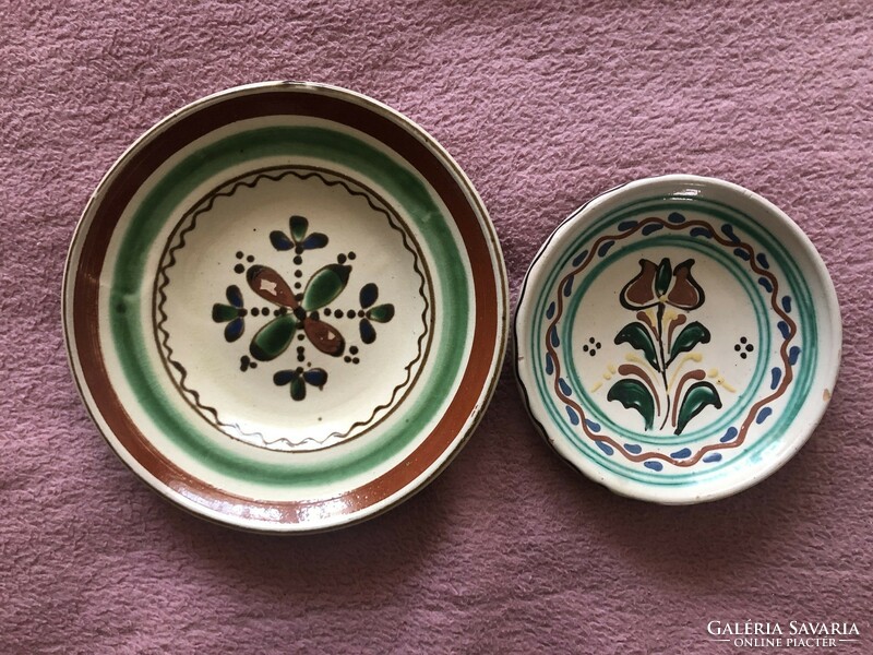 Hand-painted patterned ceramic wall plate 2 pcs/set - Győr
