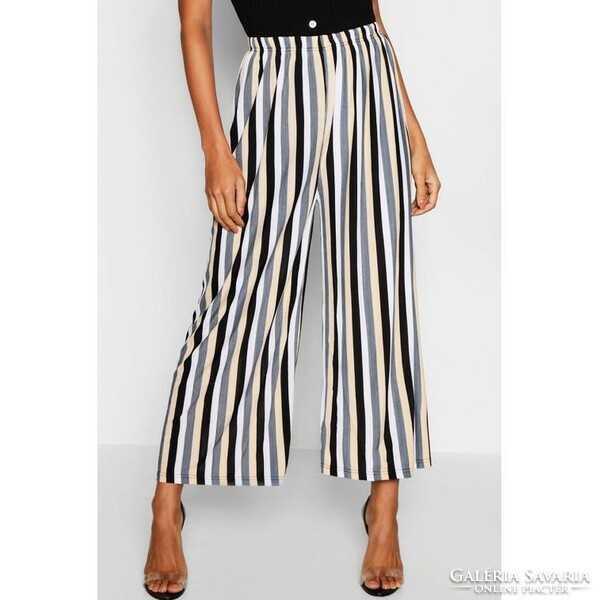 New, 40/m pleated striped, wide leg casual trousers