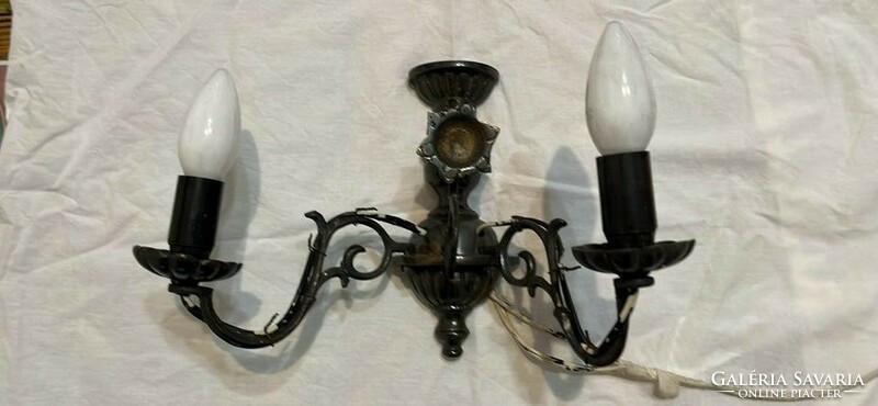 For sale are 2 wall lamps with 2 arms, made of cast iron. Without a hood. Star of David decoration