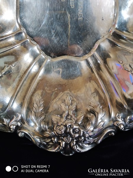 Silver-plated embossed rose, Canadian design with acanthus leaf decoration.--1968.