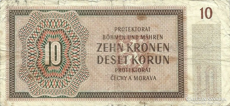 10 korun korona kronen 1942 Cseh Morva Protectorátus 1.