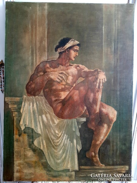 Based on a male nude painting / by Michelangelo Salamon / from the 1900s, large
